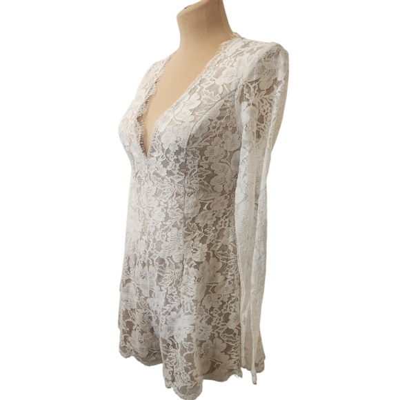 LULUS "Express Your Love" Long Sleeve Lace Romper - Size M - Picture 8 of 17